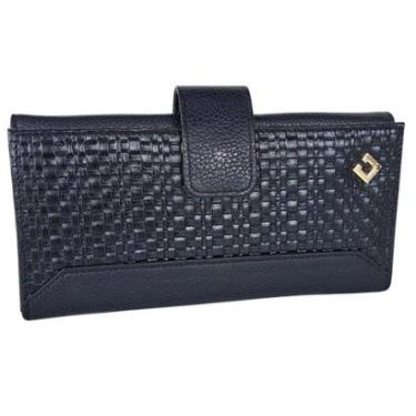 Imagem de Carteira Feminina Leg Tresse Couro Couribi - Preto-Feminino