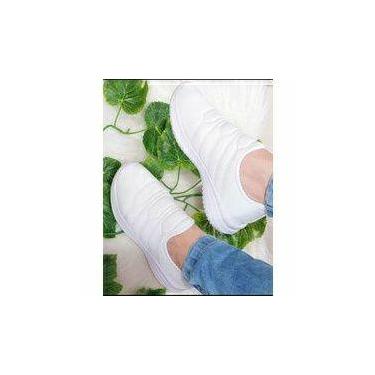 Imagem de Tênis Meia Feminino Branco Slip On Bordado - Anabe Calcados, 38, Branc