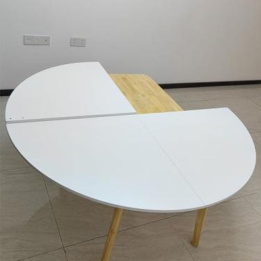 Imagem de Tampo de mesa redonda de madeira de 130 cm a 200 cm de diâmetro, economia de espaço, grande mesa redonda dobrável, mesa de banquete de catering sem pernas, extensor de mesa dobrável, grande e redondo