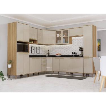 Imagem de Cozinha Modulada Completa de Canto 10 Pecas com Tampos e sem Pia Isis Luciane Moveis