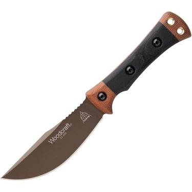 Imagem de Tops Faca de lâmina fixa Knives Woodcraft com bainha de couro - WC-01