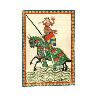 Imagem de Impressão Em Tela De Amantes Medievais a Cavalo, Arte Europeia Retrô, 