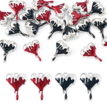 Imagem de Spritewelry Pingentes esmaltados de liga de coração, pingentes de coração derretido, pingentes de coração doce amor para fazer joias, pulseiras, colar e brincos, Metal não precioso, Sem Pedra Preciosa