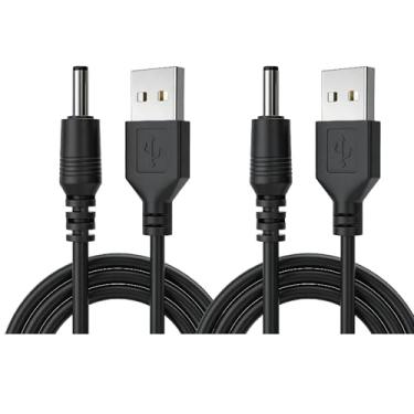 Imagem de NSGWKZD Cabo de alimentação USB para CC 3,5 mm x 1,35 mm, cabo carregador de 5 volts, preto, pacote com 2