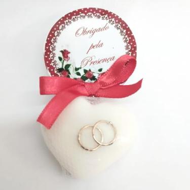 Imagem de Kit 30 Sabonetes Coração Aliança Lembrancinha de Casamento, Tema Romântico, 30 Unidades (vermelho)