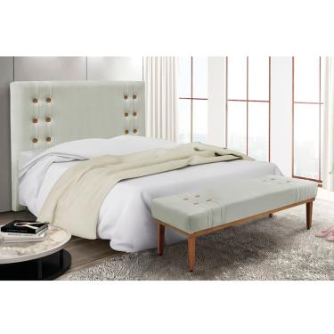 Imagem de Cabeceira Cama Box King 195cm e Recamier Gênova Veludo Prata S04 - D'Rossi