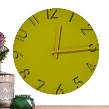 Imagem de Relógios de parede para quarto | Relógio de textura de cimento com número 3D de 30,5 cm | Decoração de parede de sala de estar - para sala de estar, cozinha, escritório, quarto, sala de aula, fazenda