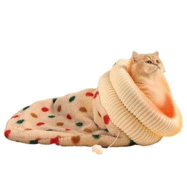Imagem de Saco de dormir em caverna para gatos – Cama térmica quente para animais de estimação, ninho de de gato de inverno | para casa de fazenda, apartamento, sala de estar, quarto, Natal e ano novo