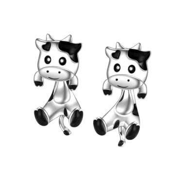 Imagem de Brincos de vaca fofos para mulheres, vaca leiteira, gado leiteiro, para amantes de leite, Zinco, Sem pedra preciosa