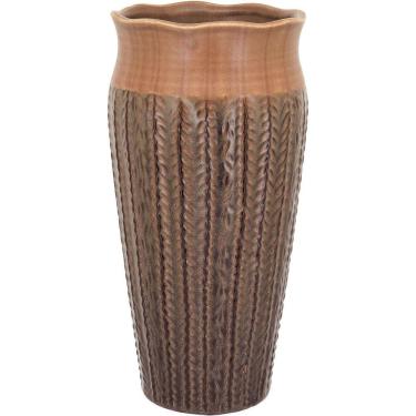 Imagem de Vaso Decorativo Enfeite Casa Cerâmica 33x16x16cm Marrom