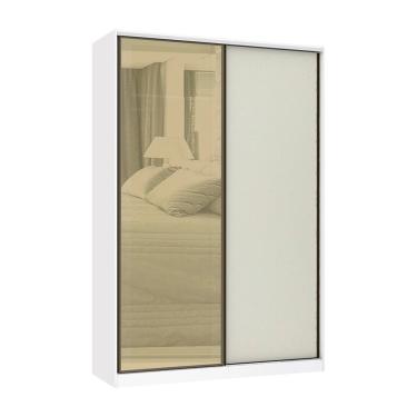 Imagem de Guarda Roupa 2 Portas De Correr 3 Gavetas 159cm Com Vidro Reflecta Bronze Prime Luciane Móveis
