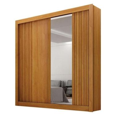 Imagem de Guarda Roupa Solteiro 2 Portas Milano Com Espelho Cinamomo – Leifer Móveis