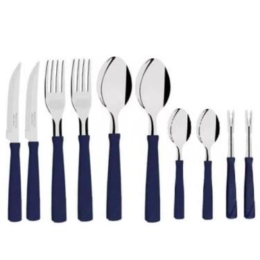Imagem de Kit 10 Talher Garfo Faca Colher Petisco Aço Inox Tramontina