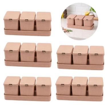 Imagem de Kit 5 Porta Temperos de Bambu Rosa Ideal para Cozinha Gourmet - Wolf