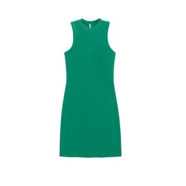 Imagem de Vestido Feminino Canelado Sem Manga Marialicia Ref. 52111, Verde, G