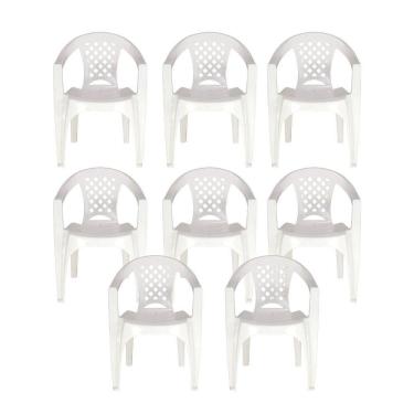 Imagem de Kit 8 Cadeiras Tramontina Iguape Polipropileno Empilháveis Branco