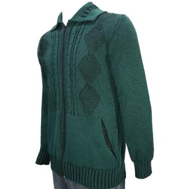 Imagem de Jaqueta Masculina Gola Polo Wanisser - Katlen Tricot, Verde, M