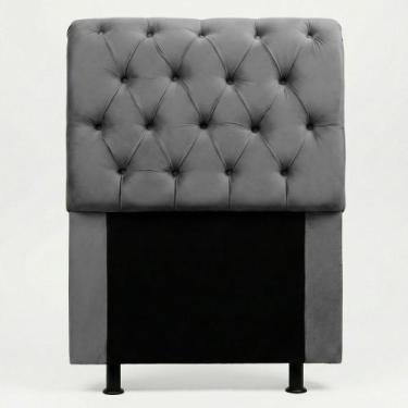 Imagem de Cabeceira Cama Box Solteiro Sarah 90cm com Frame Suede Cinza - Abmaza