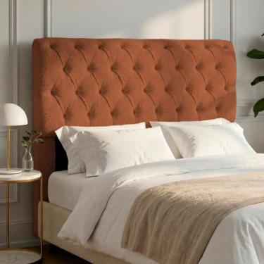 Imagem de Cabeceira Cama Box Casal Padrão Sarah 140cm com Frame Bouclê Terracota