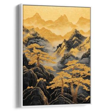 Imagem de Quadro Dourado Vale nas Montanhas Enevoadas - Mioquadros, 160x100 cm, 