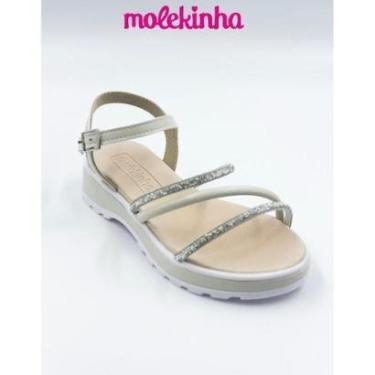 Imagem de Sandália Infantil Menina Molekinha Tiras Em Strass Casual-Feminino