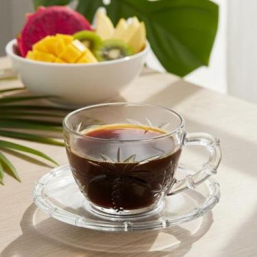 Imagem de Xícaras Trancoso Vidro 225ml Conjunto 4c/ Pires Sofisticados - Hauskra