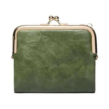 Imagem de Carteira De Couro Retro Feminina Com Dupla Dobra, Vários Slots Para Ca