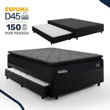 Imagem de Bicama Box com Colchão de Espuma D45 Pillow Top Suport Prime + Auxilia