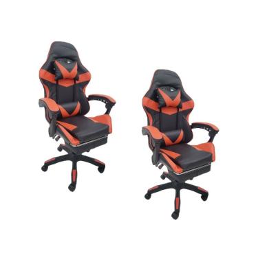 Imagem de Kit 2 Cadeiras Gamer Stillus Oficial Apoio De Pés Vermelho