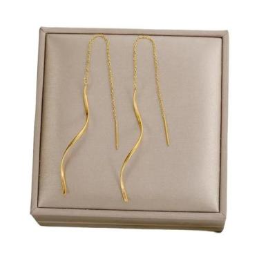 Imagem de Brincos Pendentes Ondulados Banhados a Ouro Para Mulheres E Adolescent
