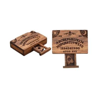 Imagem de Tabuleiro Ouija Retrô Miniatura De Madeira Com Gaveta, Ferramenta De D