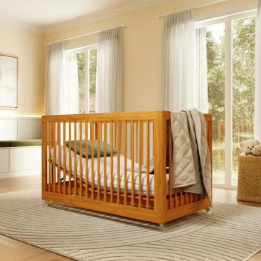 Imagem de Berço Evolutivo 3 em 1 em Madeira Maciça com Sistema Anti Refluxo Pneumático Lion Carvalho Avelã