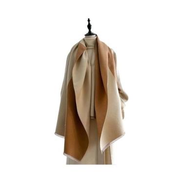 Imagem de Cachecol Feminino Longo De Lã Para Inverno, Quente, Tipo Caxemira, Cor