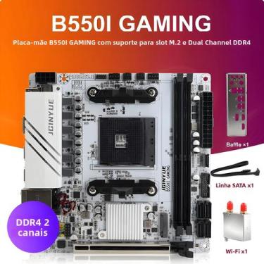 Imagem de Placa-Mãe Gamer AM4 JINGYUE B550I PCIe 4.0 Dual M.2 DDR4 Mini-ITX Para