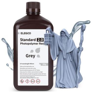 Imagem de Resina de impressora 3D ELEGOO Upgrade Standard 2.0 2000g cinza