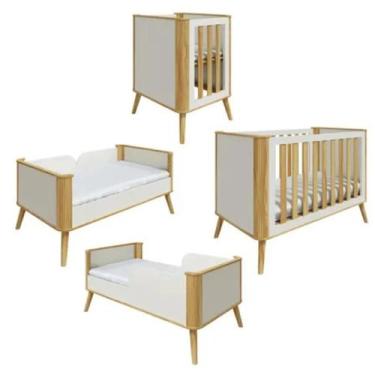 Imagem de Quarto de Bebê Evolutivo Theo 3 em 1 Off White Amêndoa 100 Mdf Peroba 