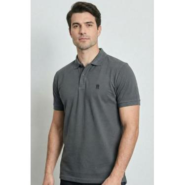 Imagem de Polo Piquet Lisa Com Botão Polo Wear Cinza Escuro, Cinza escuro, GG