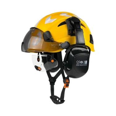 Imagem de Capacete De Segurança Ajustável Com Ventilação, Óculos Integrados, Pro