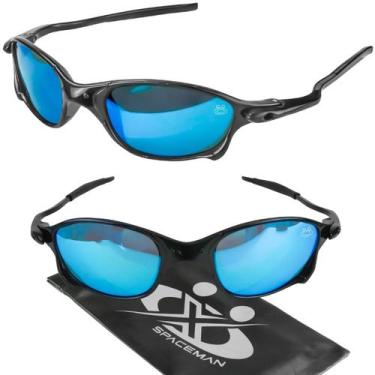 Imagem de oculos sol proteção uv azul masculino lupa preto + case moda casual le