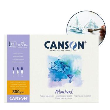 Imagem de Bloco Canson Montval Aquarela 300g A3 29x42cm 12 Folhas Grão Fino Orig