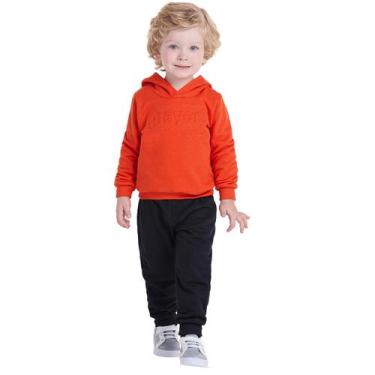 Imagem de Conjunto inverno menino blusão com estampa 3d e calça moletom peluciad