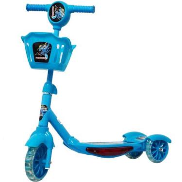 Imagem de Patinete Infantil 3 Rodas Gel Musical Cesta Luzes Masculino Menino Azu