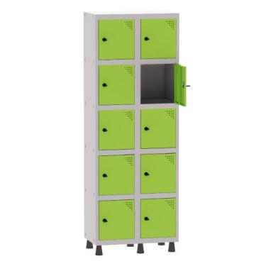 Imagem de Armário Guarda Volume Locker Roupeiro 2 Vãos 10 Portas Aço GRP502/10 C