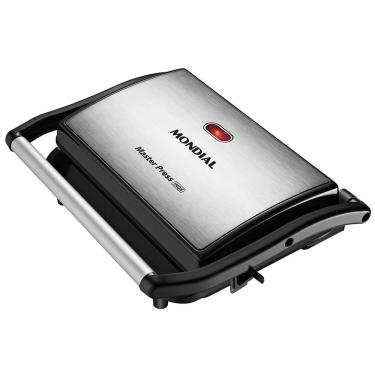 Imagem de Sanduicheira Mondial Master Press Inox Antiaderente e Grill Preto Inox 1000W 110V