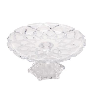 Imagem de Prato para Bolo Diamond 30cm de Cristal Ecológico com Pé para Servir Sobremesas 3L Lyor