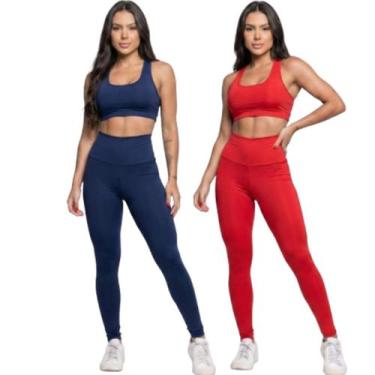 Imagem de KIT 2 Calça Legging Cós Alto Lisa Bella Fiore Roupa Academia Treino Fi
