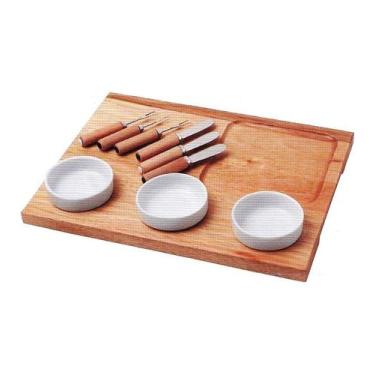 Imagem de Petisqueira Em Madeira Com 3 Cumbucas Em Porcelana E Utensílios - Torn