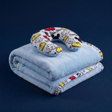 Imagem de Kit Manta e Almofada Bebê Disney Mickey Para Viagem Jolitex