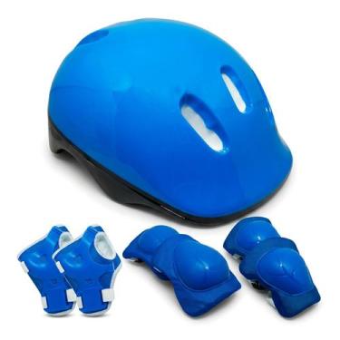 Imagem de Kit Proteção Infantil Esportivo 7 Peças Completo Capacete Patins Skate
