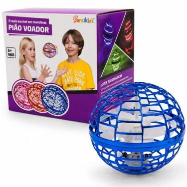 Imagem de Bola Voadora Spinner Led Drone Brinquedo Boomerang Flutuante Azul - Fa